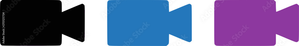 Naklejka premium Set of colorful video camera or movie recorder icons isolated on white background