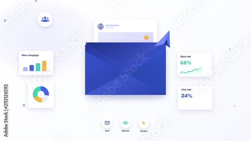 Email Marketing Campaign Dashboard Motion Graphic with Envelope and Analytics