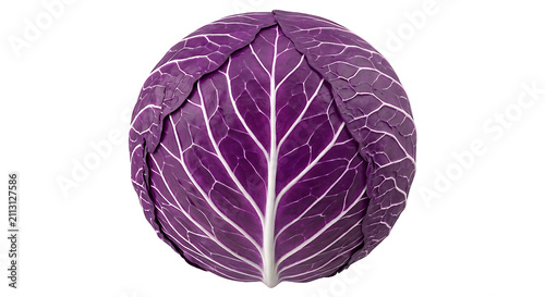 Fresh whole red cabbage isolated on transparent background