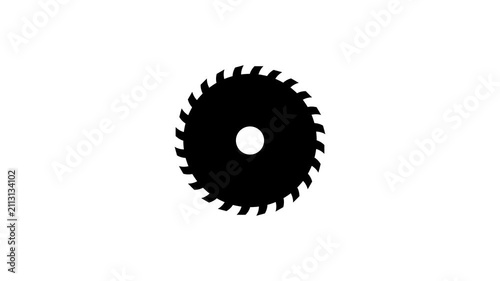 Animated Circular Saw Blade Icon - Rotating Saw Disk, Industrial Cutting Tool, Carpentry Woodworking Equipment & Metal Mill Graphic Element for Construction & Workshop Video Projects