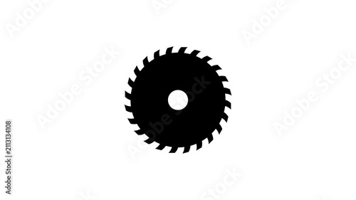 Animated Circular Saw Blade Icon - Rotating Saw Disk, Industrial Cutting Tool, Carpentry Woodworking Equipment & Metal Mill Graphic Element for Construction & Workshop Video Projects