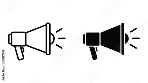 Quadro su tela Megaphone Icon Set Featuring Outline and Solid Vector Styles for Marketing and C