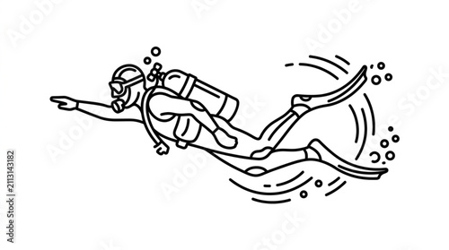 Obraz na płótnie Illustration of a scuba diver swimming underwater.