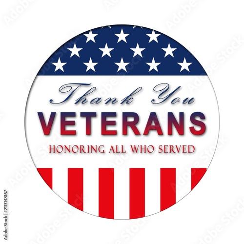 Thank You Veterans - graphic for American national holiday with flag in circle form - 3D Illustration