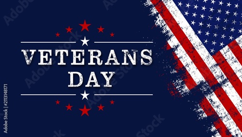 Veterans Day - Honoring All Who Served Poster - banner with american colors design and typography - American national holiday - 3D Illustration