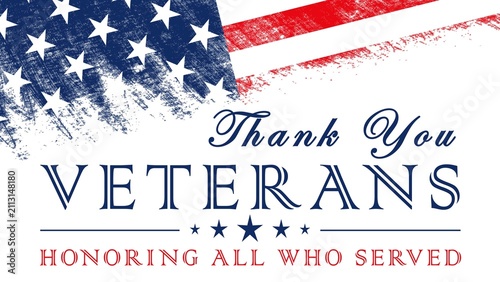 Thank You Veterans - American national holiday - Honoring all who served - Veterans day design - 11th of November - banner with american colors design and typography - 3D Illustration