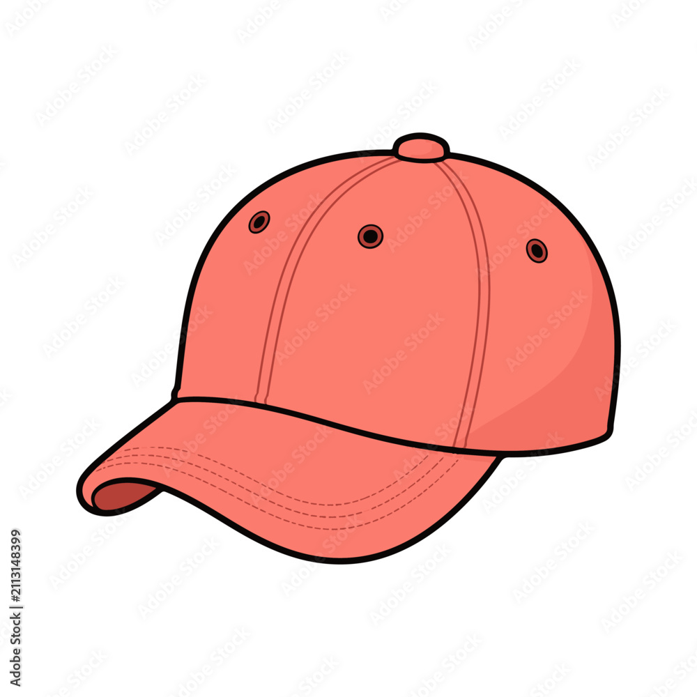 Fototapeta premium Coral Baseball Cap Vector Illustration