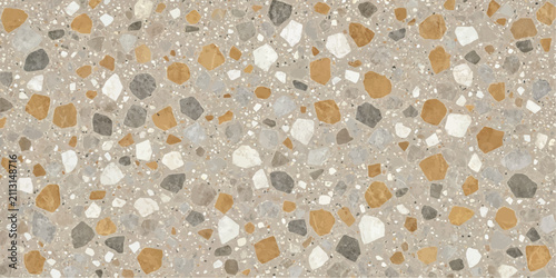 Polished terrazzo flooring with earth tones and stone chips terrazzo aggregate material interior background speckled architecture construction composite renovation backdrop aesthetic