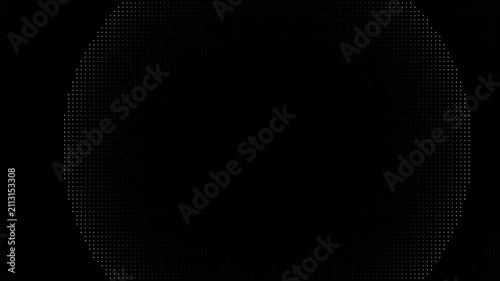 Abstract Expanding Dotted Circle Pattern on Black Background, Halftone Dot Matrix Ring Motion Graphic Animation