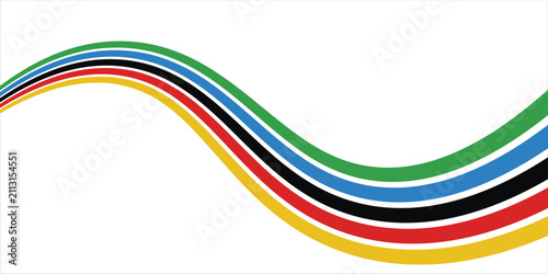 abstract wavy stripes with the colors of Paris Olympics games 2024 . vector illustration