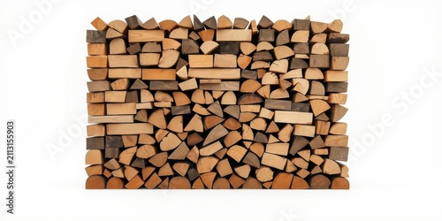 A meticulously arranged stack of firewood, showcasing a variety of shapes and sizes, offering a rustic aesthetic