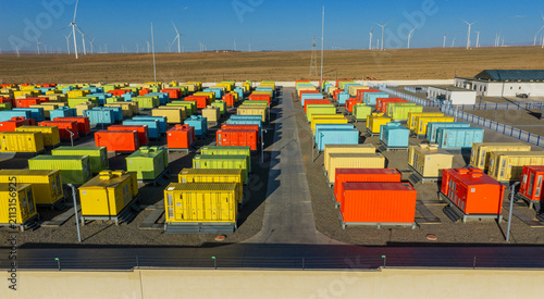Energy storage station, new energy, and solar PV power plant (colorful)