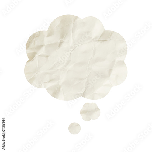 Crumpled paper texture in the shape of a thought bubble