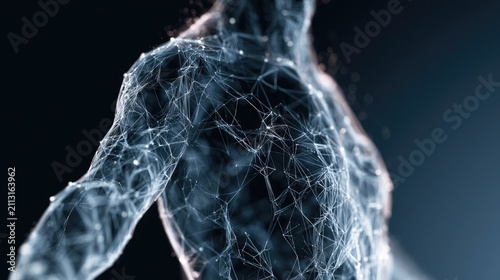 Futuristic Human Body Visualization with Digital Network Connections