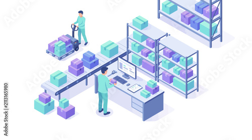 Efficient Warehouse Inventory Management with Automated Sorting and Skilled Staff Ensuring Accurate Stock Control