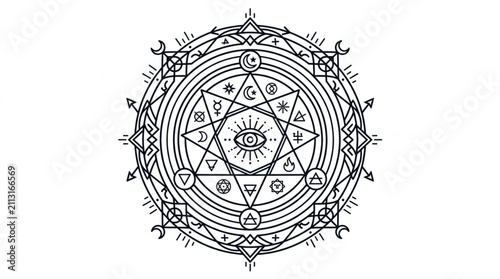 Cuadro en lienzo Intricate Esoteric Symbol with Geometric Patterns and Mystical Design