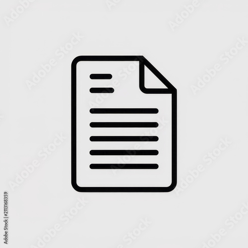 Clean icon representing a document with text, symbolizing information and paperwork.