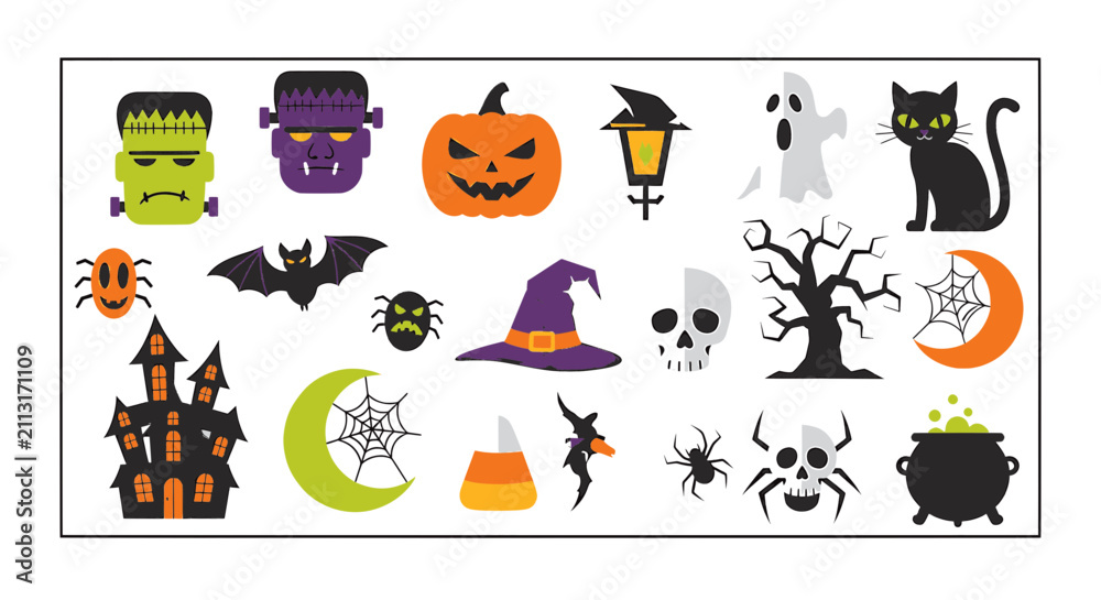 Fototapeta premium Halloween Icon Set with Spooky Characters and Symbols