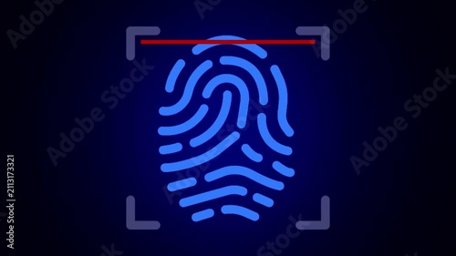 Glowing Fingerprint Scan Animation with Alpha Channel in 4K for Security, Login, and Biometric Authentication