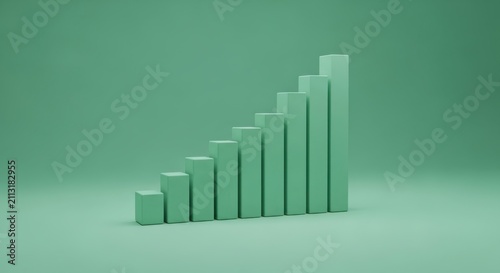 Ascending bar chart representing financial growth and upward trend in business success symbolizing progress and positive economic development.