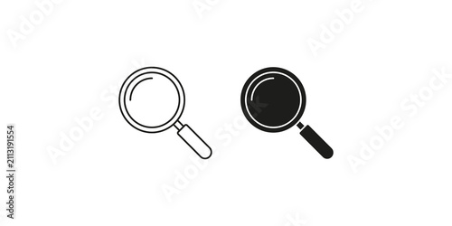 Obraz na plátně Minimalist vector illustration of magnifying glass search icons in outline and s