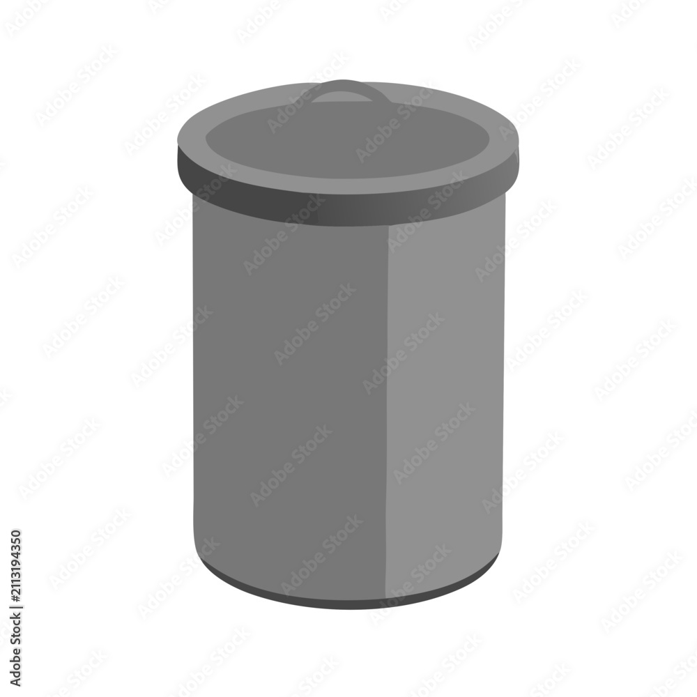 Obraz premium Trash can icon with lid. Furniture and home accessory for waste management, recycling, and office supply. Simple flat style vector symbol isolated on clean white background.