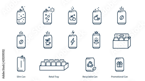 Canvastavla Collection of various beverage and food container icons.