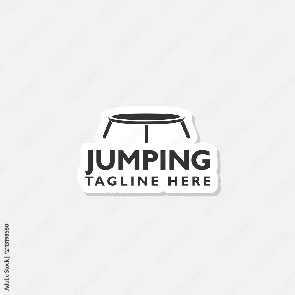 Fototapeta premium Jumping Trampoline logo sticker isolated on gray background