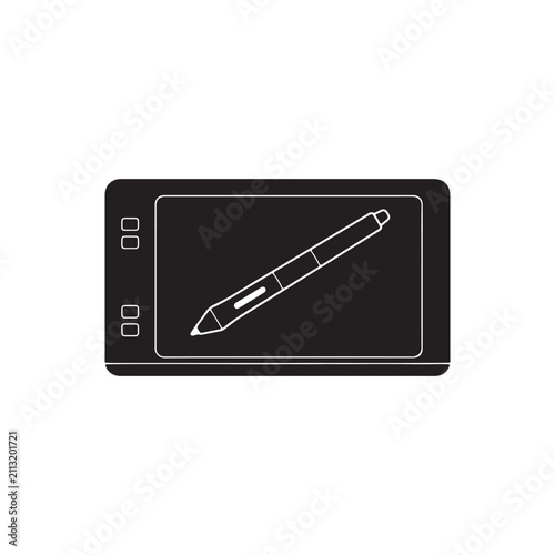 Graphic tablet with stylus pen icon