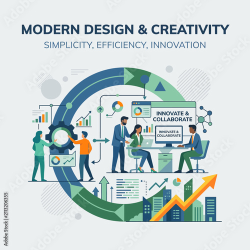A professional team collaborates on business growth and modern digital innovation