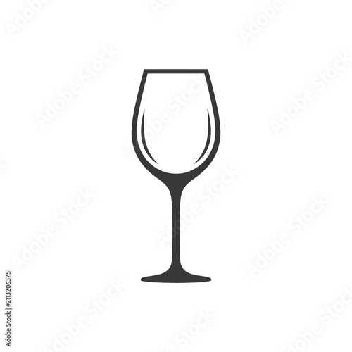 A simple black silhouette of an empty glass goblet on a white background