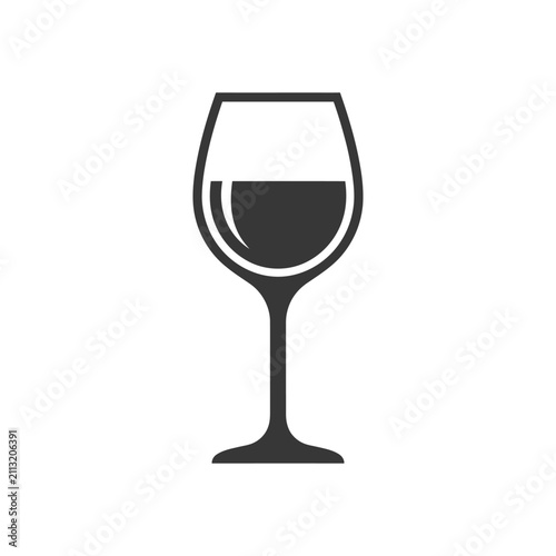 A simple black icon of a stemmed glass filled with liquid