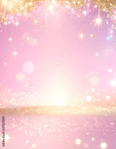 Magical Pink Holographic Glitter Star Space Background