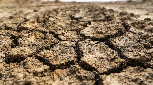 Cuadro en lienzo Cracked dry earth texture with deep fissures