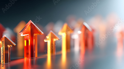 Business Growth Concept with Rising Arrow Figures for Financial Success Visualization