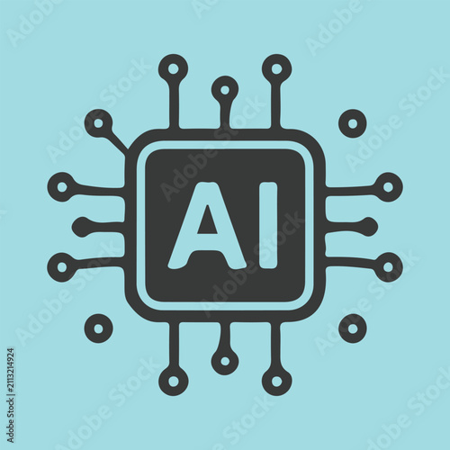 AI Chip Icon – Artificial Intelligence Processor, Machine Learning and Neural Network Vector Illustration