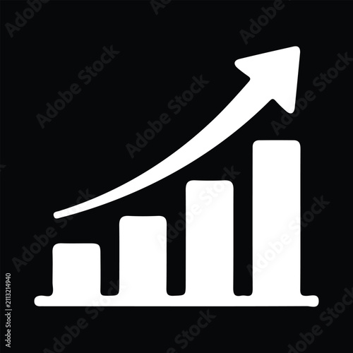 Business Growth Chart Icon with Upward Arrow – Analytics, Financial Success and Performance Vector Illustration
