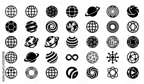Abstract Globe and Geometric Sphere Logo Collection Modern 3D Inspired Vector Set