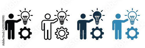 Proactive icon vector featuring anticipation, preparation, strategy, action, planning, and productivity symbols in clean modern design.