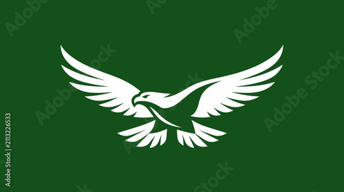 Flying eagle silhouette icon with spread wings