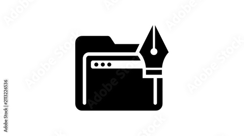 Folder icon with digital pen tool nib.