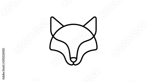 Fox head front view line art icon