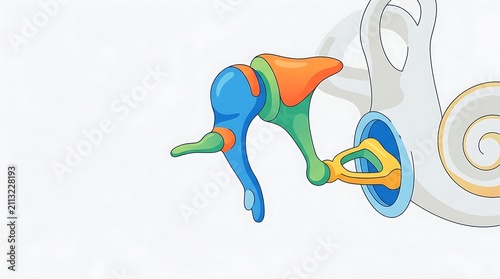 Photography Anatomy of the human inner ear showing ossicles and cochlea