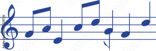 Blue Musical Notes Staff
