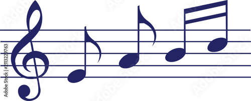 Blue Musical Notes On Staff