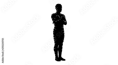 Konstfotografi Helloween Ancient Egyptian mummy silhouette vector, standing undead monster char