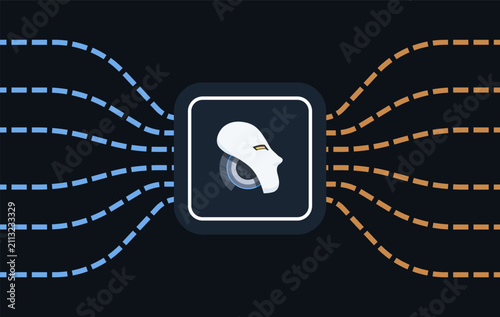 Centralized AI System with External Data Connections and App Integration Context Protocol Flat Vector Illustration