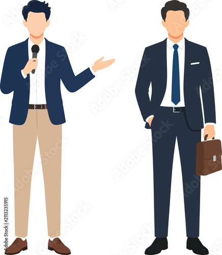 Professional Businessman with Briefcase Team Vector Illustration Corporate Office People Handshake Success Symbol Isolated on Transparent Background