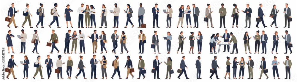 Obraz premium Flat Vector Faceless Business Professional People Character Architectural Entourage Set