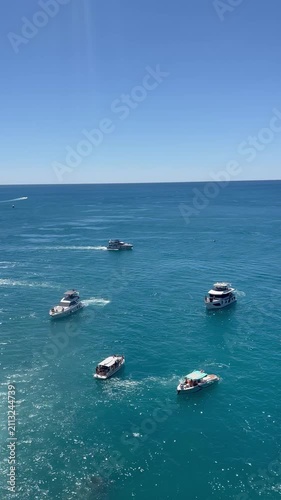 Summer scenery with yachts and boats in Mediterranean Sea